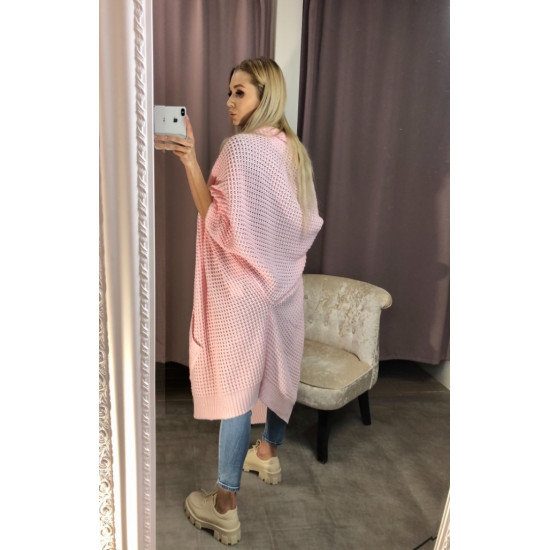 Rozā , adīta kardigana jaka - One size Rozā , adīta kardigana jaka - One size