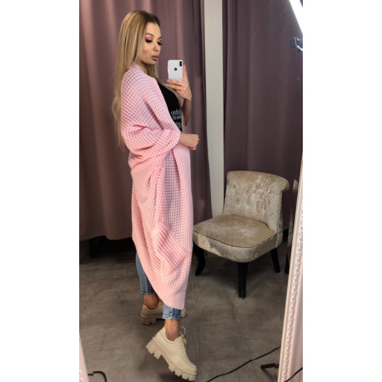 Rozā , adīta kardigana jaka - One size Rozā , adīta kardigana jaka - One size