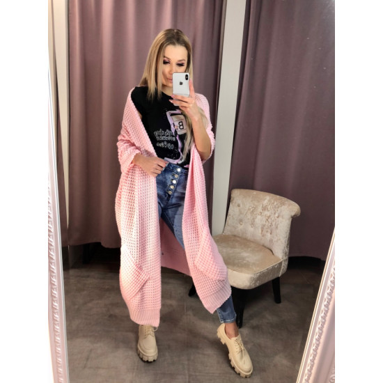 Rozā , adīta kardigana jaka - One size Rozā , adīta kardigana jaka - One size